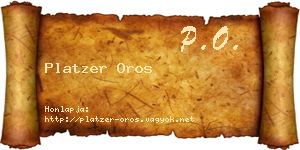 Platzer Oros névjegykártya